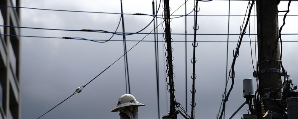 line man, electric cables, electricity, electric post, cables, lines, building, japan, japanese